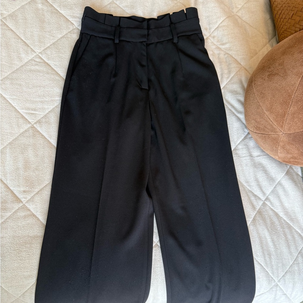 T Tahari Black Wide-Leg Work Pants